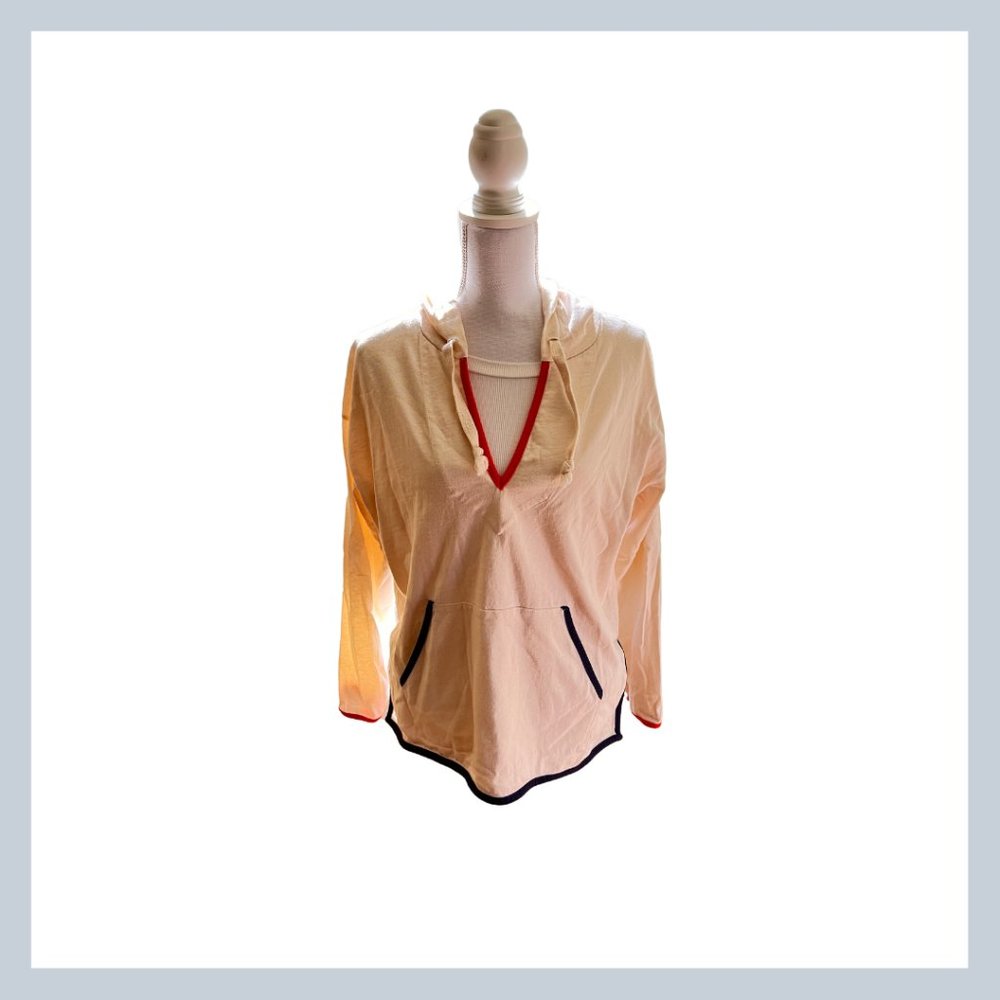 J Crew Weekend Tipped V Neck Hoodie Mariner Cloth. Size Medium. Worn once.